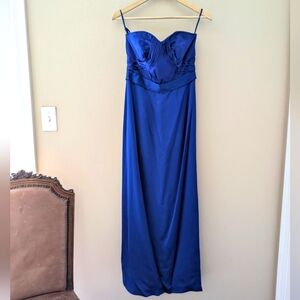 Coast Cobalt Blue Evening Prom Gown Size 6 Sweetheart Pleated Bustier Bodice